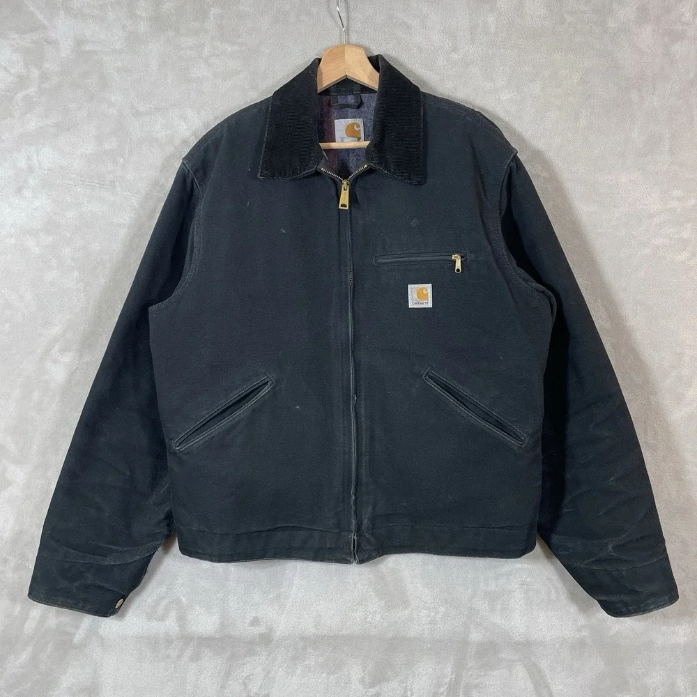 Carhartt J001 BLK Black Detroit Jacket Mens Medium Regular Honeycomb Fade USA